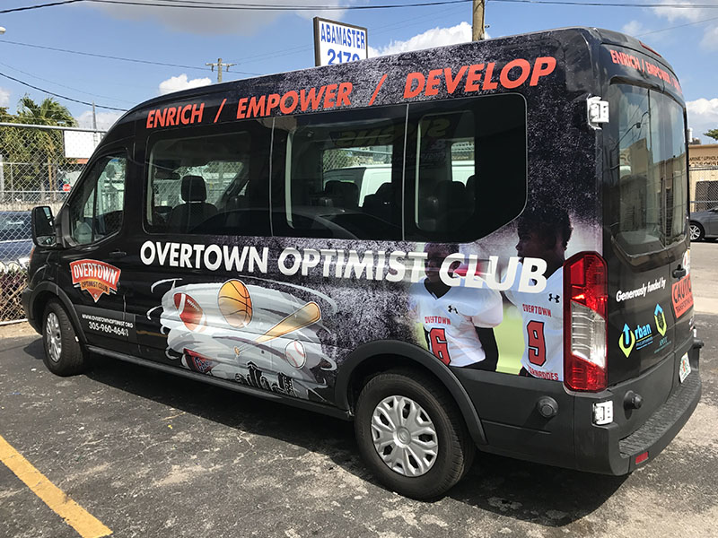 Overtown Optimist Club Van Partial Wrap, avery dennison, Car Wrapping Miami, Vehicle Wraps Miami, Miami signs and graphics
